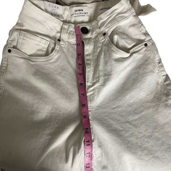 New Cotton On Stretch Straight Leg White Jeans Denim Size 2 - Picture 9 of 12